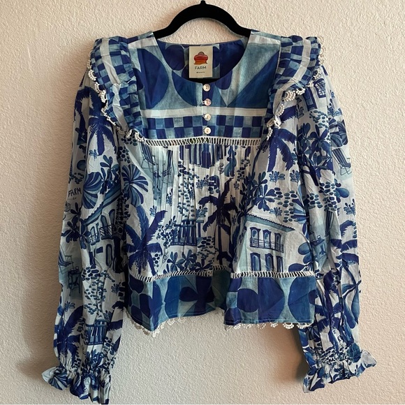 NWT FARM Rio Sweet Rio Long Sleeve Cotton Peasant Blouse - Picture 4 of 8